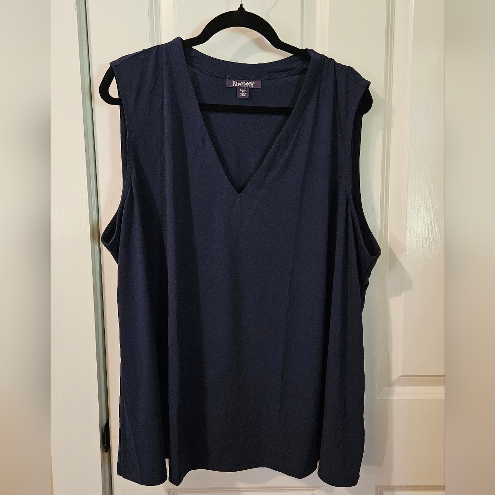 Roamans 26/28 Navy Blue Sleeveless Women's Top NWOT